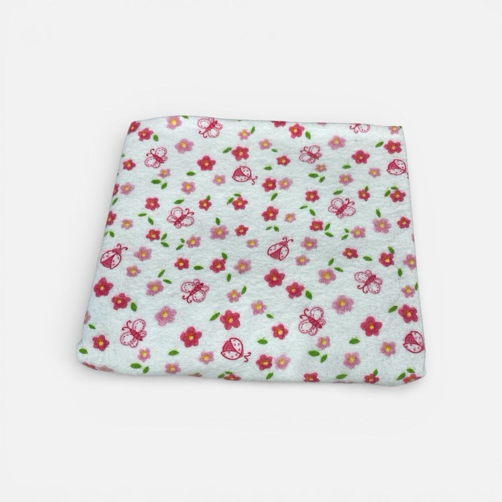 Carter’s Receiving Blanket White w/ Butterflies Ladybugs Flowers 2000s